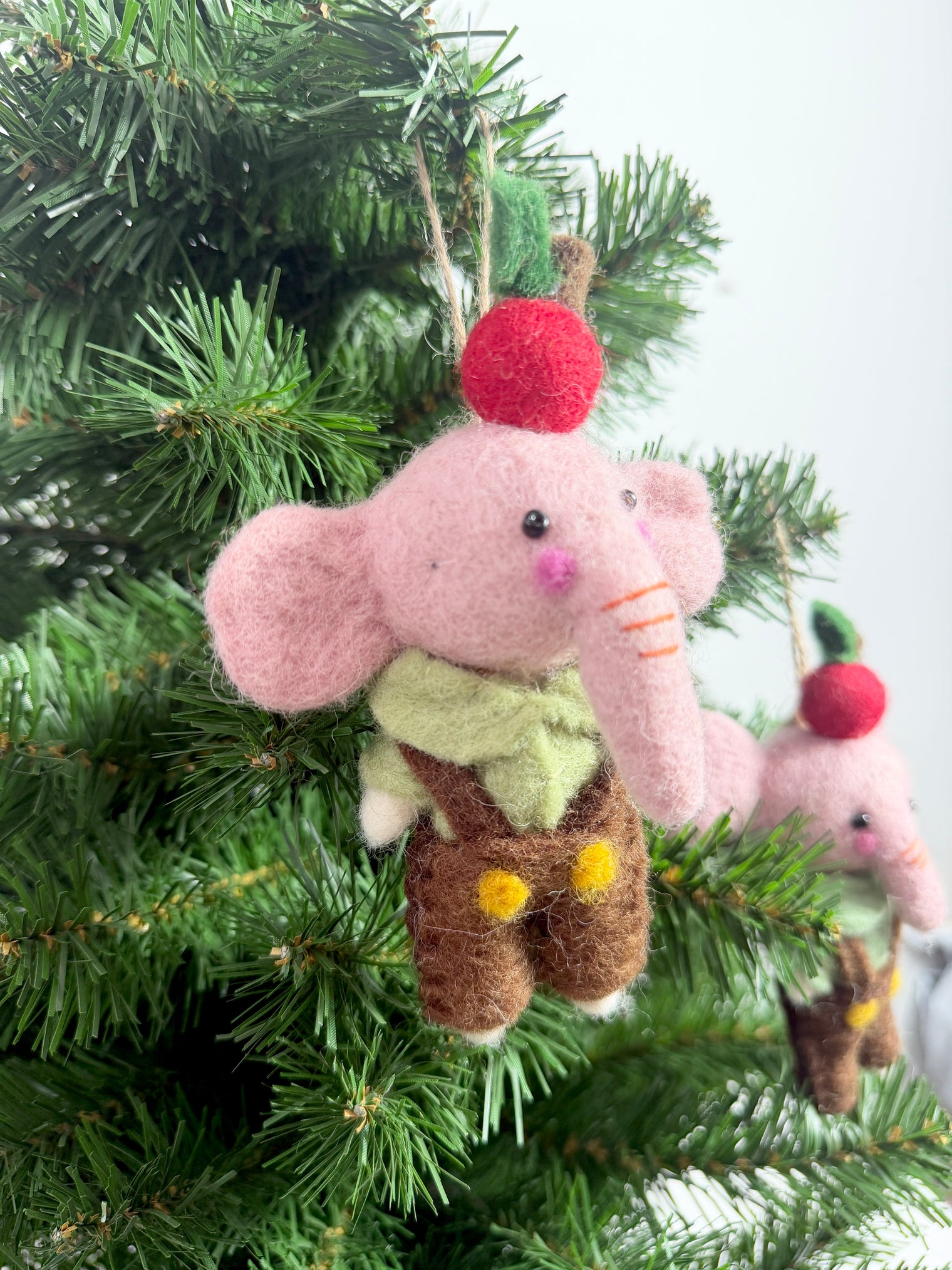 Handmade Felt Elephant Christmas Ornament