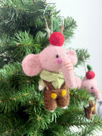 Handmade Felt Elephant Christmas Ornament