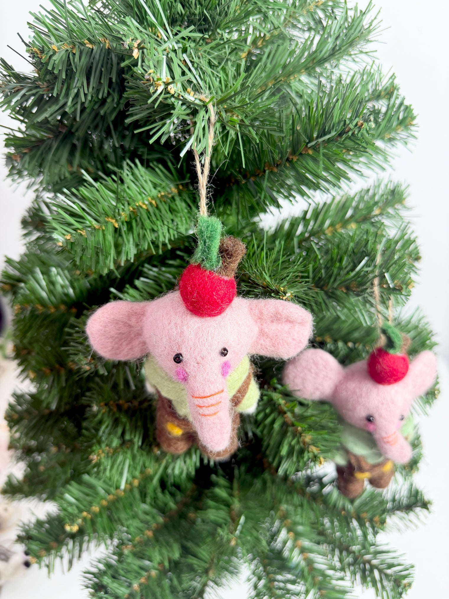 Handmade Felt Elephant Christmas Ornament