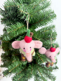 Handmade Felt Elephant Christmas Ornament