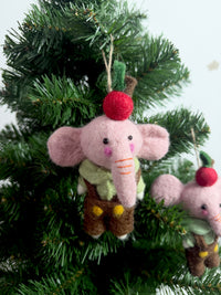 Handmade Felt Elephant Christmas Ornament