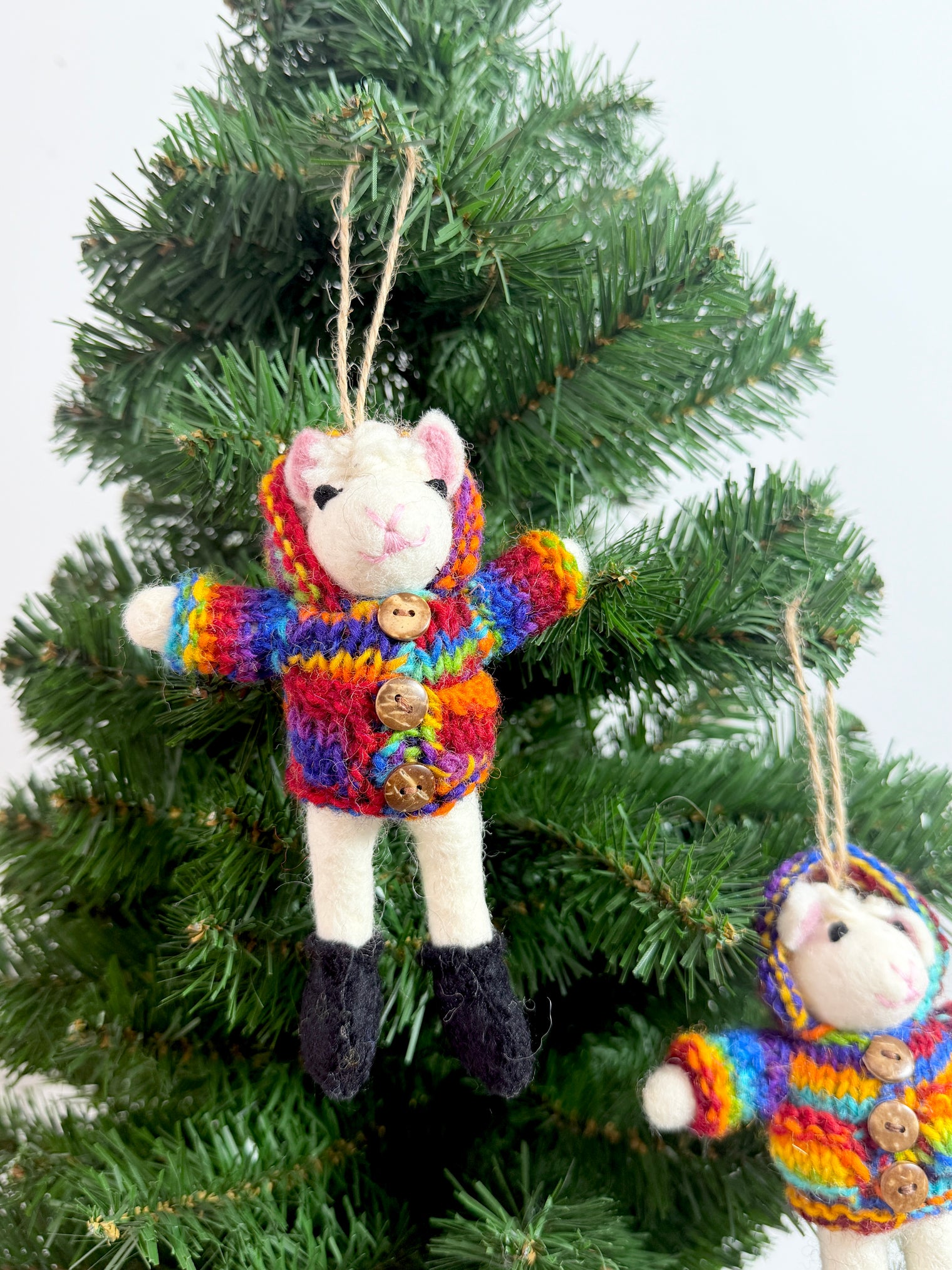Colorful Wool Lamb Holiday Decor