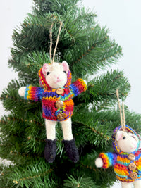 Colorful Wool Lamb Holiday Decor