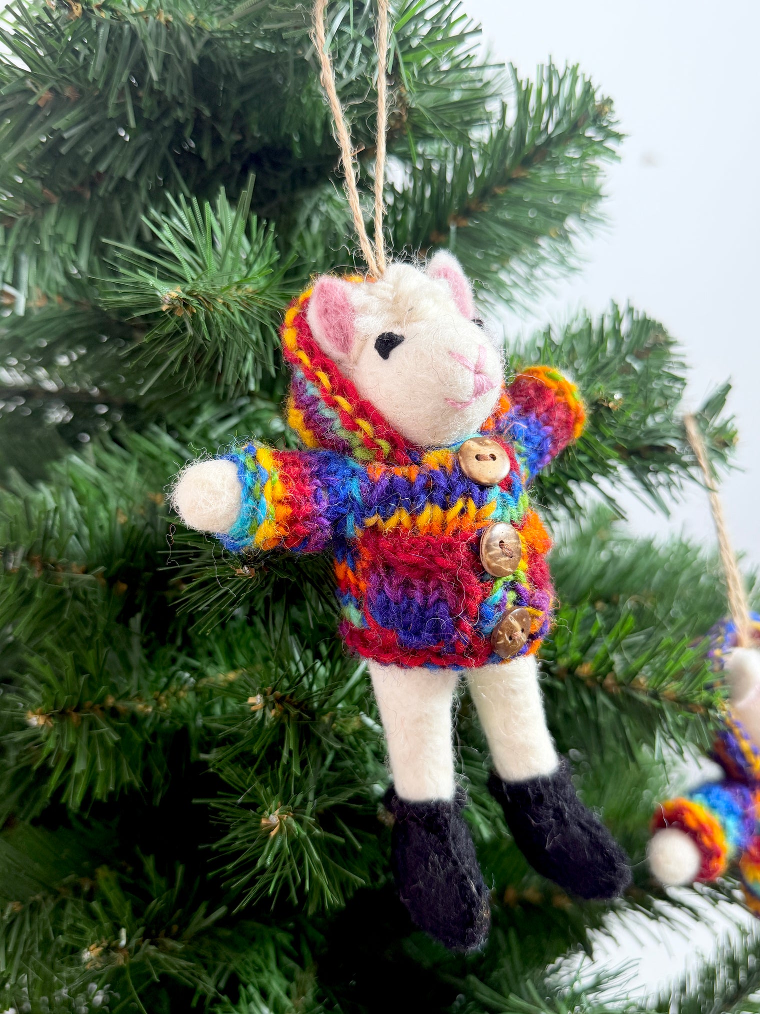 Colorful Wool Lamb Holiday Decor