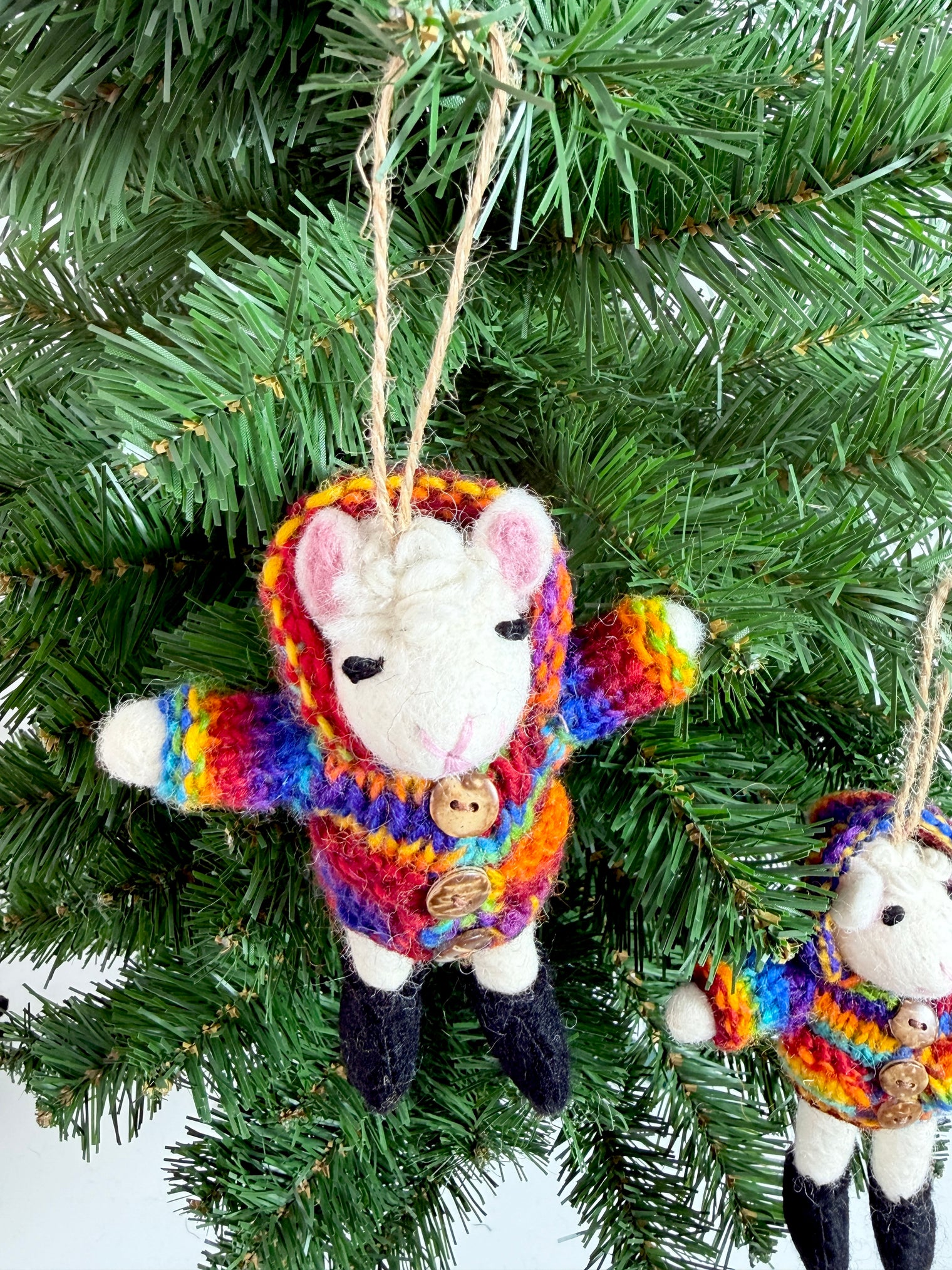 Colorful Wool Lamb Holiday Decor
