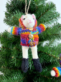 Colorful Wool Lamb Holiday Decor