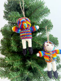 Colorful Wool Lamb Holiday Decor