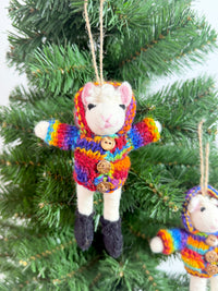 Colorful Wool Lamb Holiday Decor