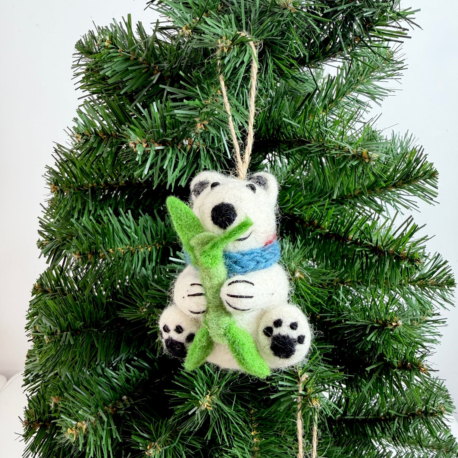 Handmade Needle Felted Bear Christmas Ornament