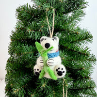 Handmade Needle Felted Bear Christmas Ornament