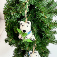 Handmade Needle Felted Bear Christmas Ornament