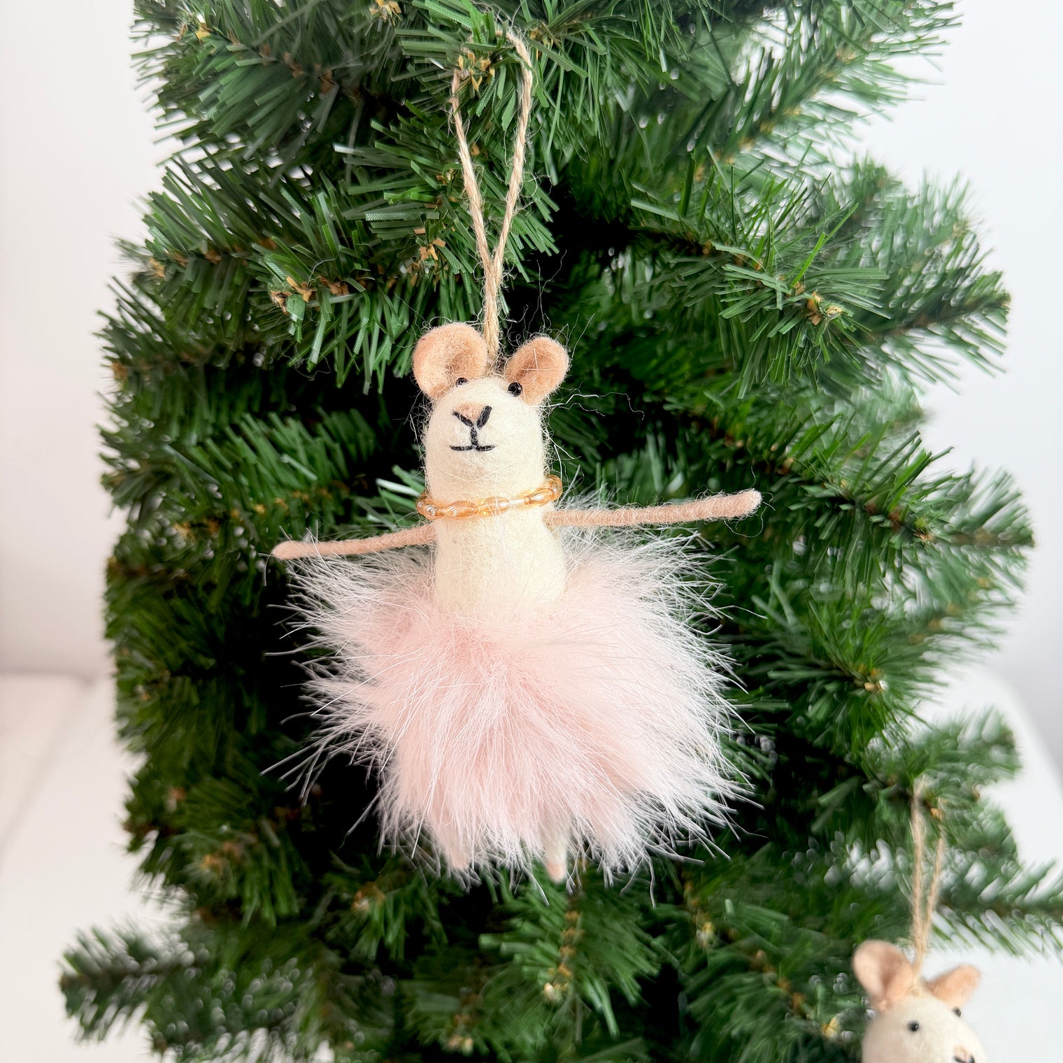 Needle Felted Ballerina Mouse Ornament