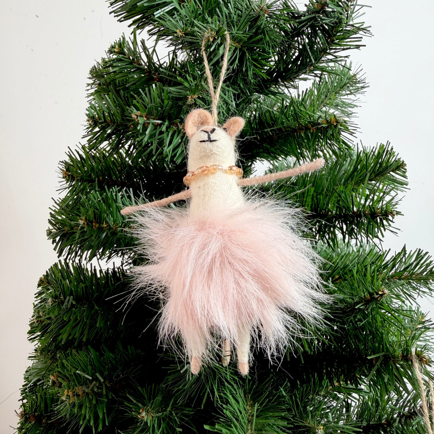 Needle Felted Ballerina Mouse Ornament