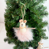 Needle Felted Ballerina Mouse Ornament