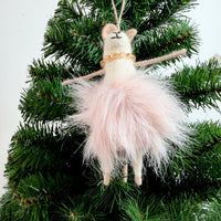 Needle Felted Ballerina Mouse Ornament