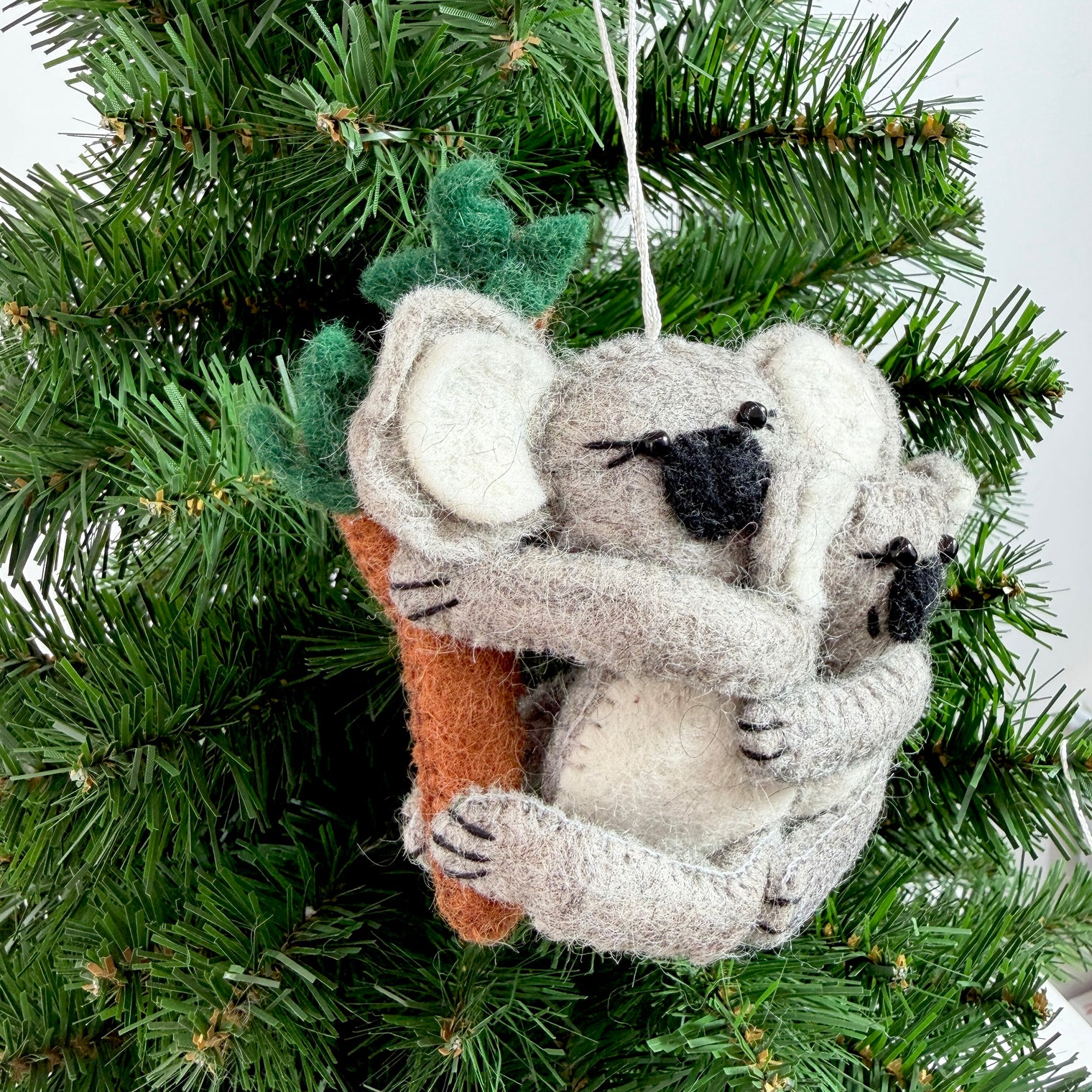 Needle Felted Koala with Baby Christmas Ornament