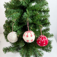 Embroidered Felt Ball Christmas Ornament