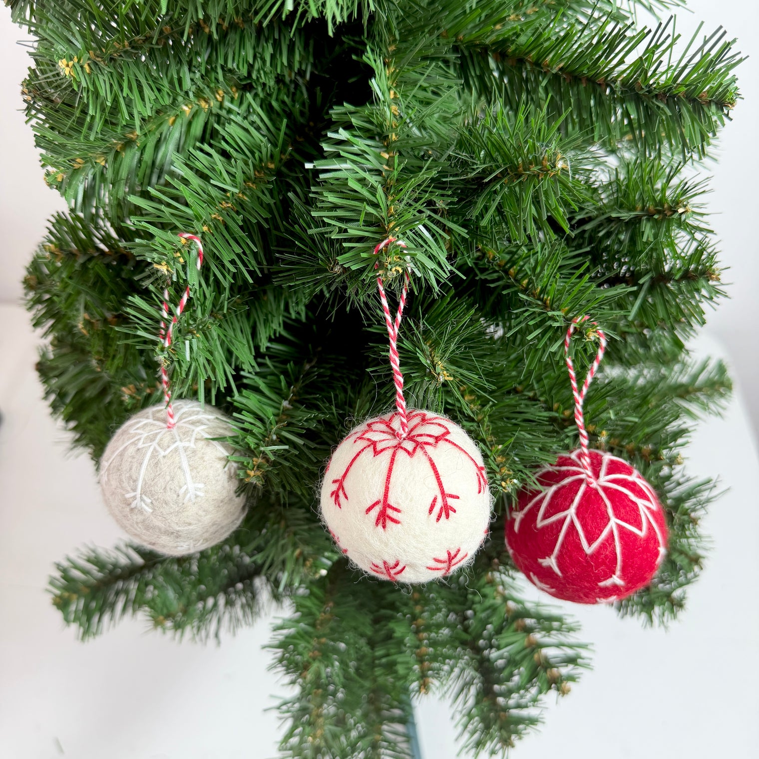 Embroidered Felt Ball Christmas Ornament