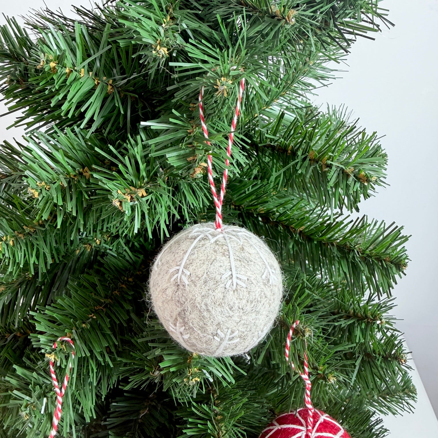 Embroidered Felt Ball Christmas Ornament