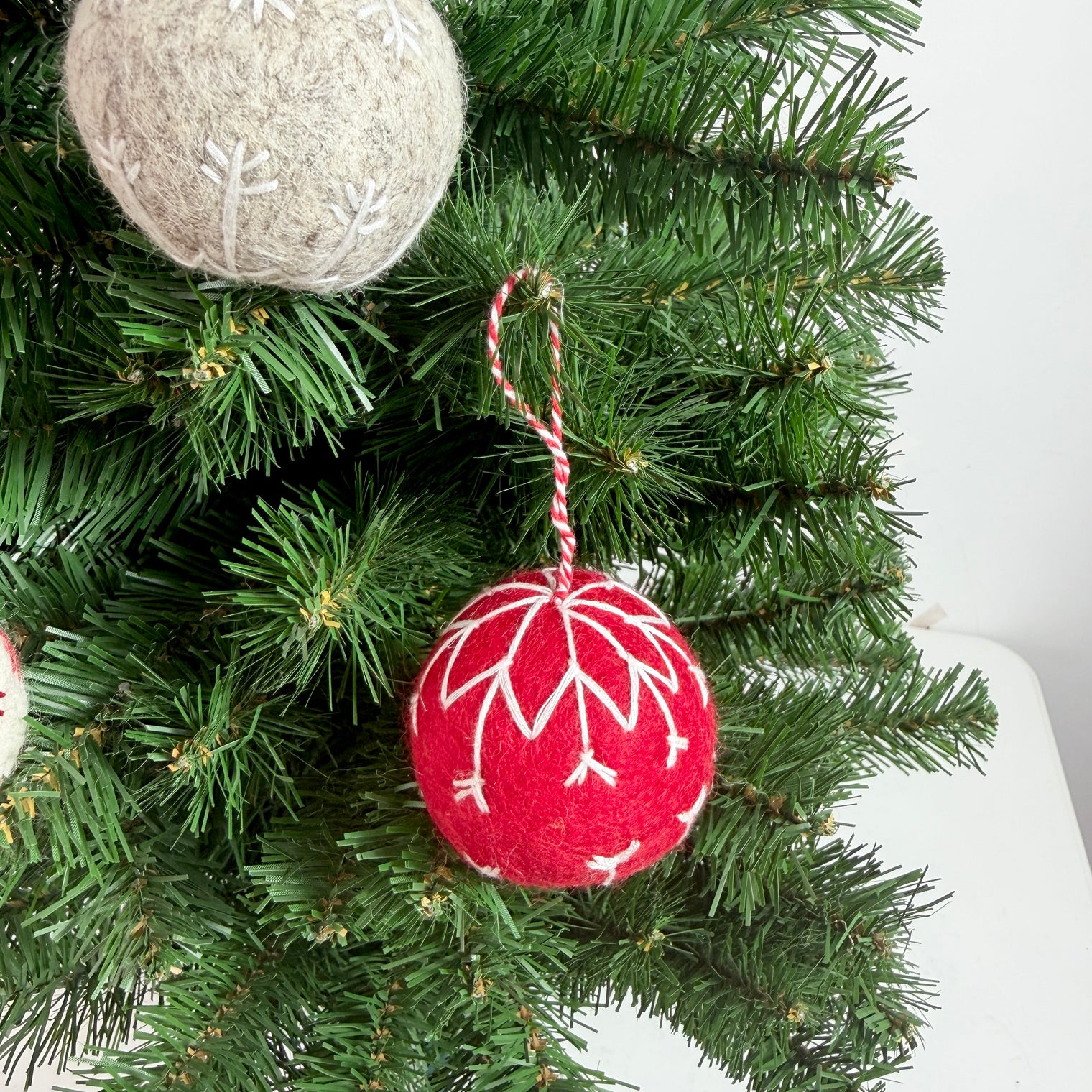 Embroidered Felt Ball Christmas Ornament