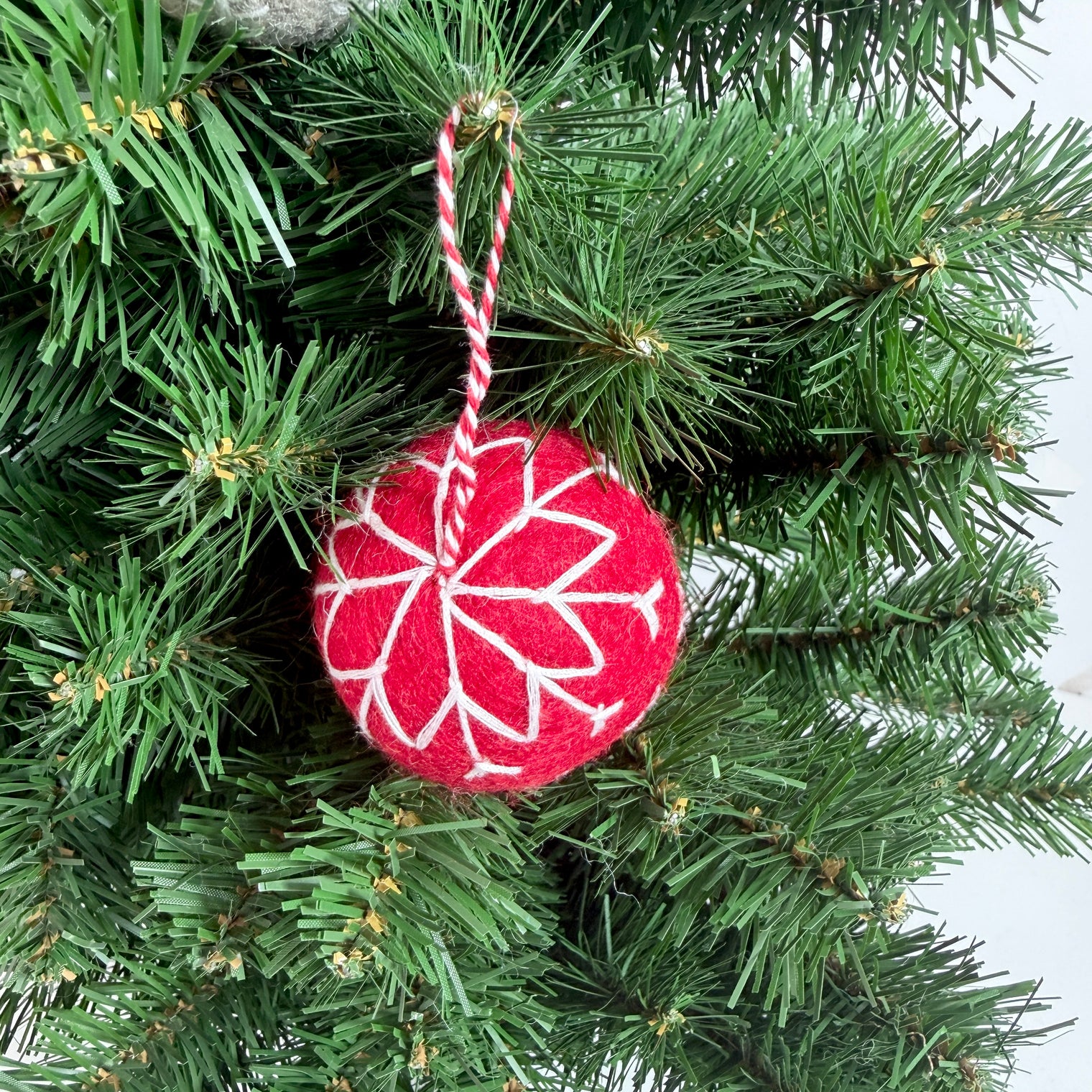Embroidered Felt Ball Christmas Ornament