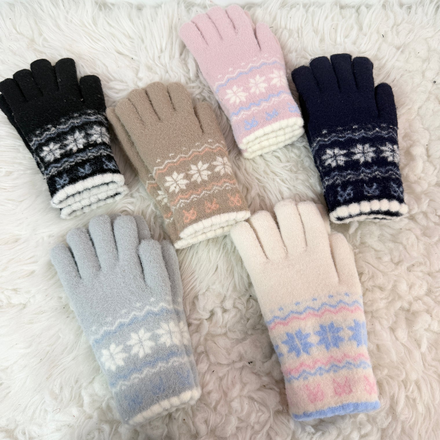 Fleece Lined Snowflake Winter Gloves