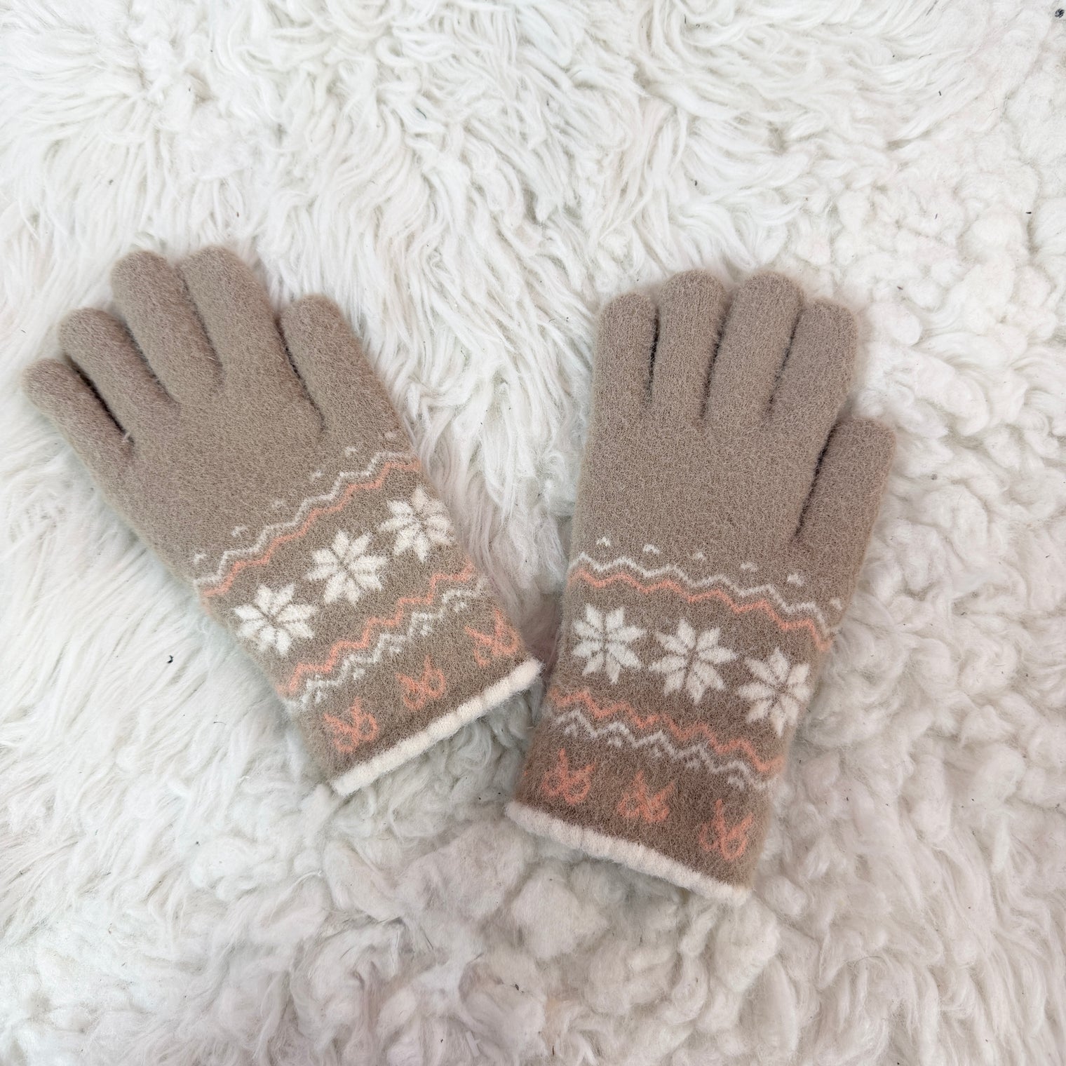 Fleece Lined Snowflake Winter Gloves
