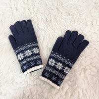 Fleece Lined Snowflake Winter Gloves