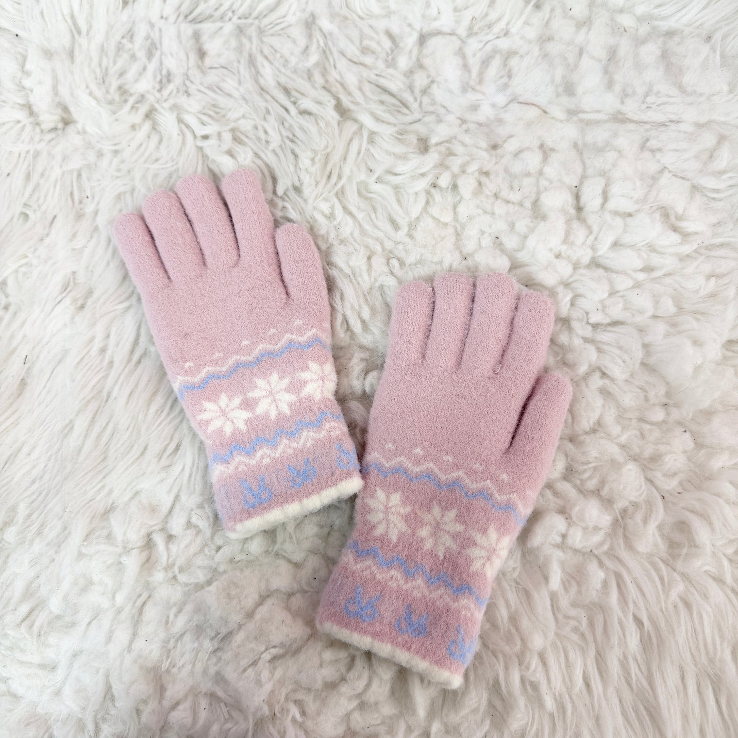 Fleece Lined Snowflake Winter Gloves