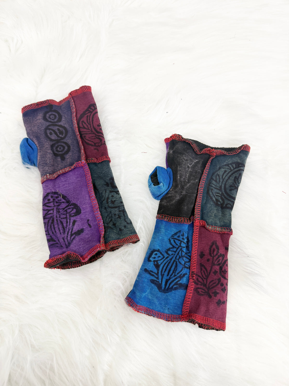 Funky Patchwork Fleece Lined Handwarmers