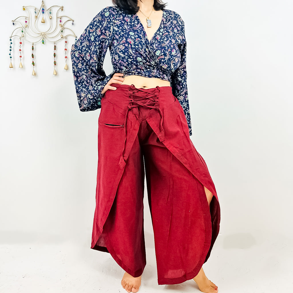 Cotton Double Layer Wide Leg Palazzo Pant