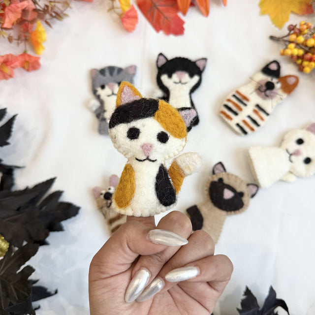 Felted Cute Kitty Cat Finger Puppet