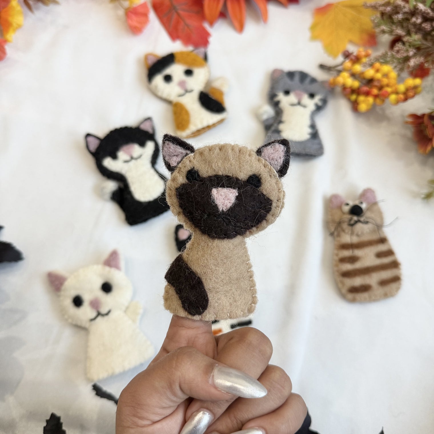 Felted Cute Kitty Cat Finger Puppet