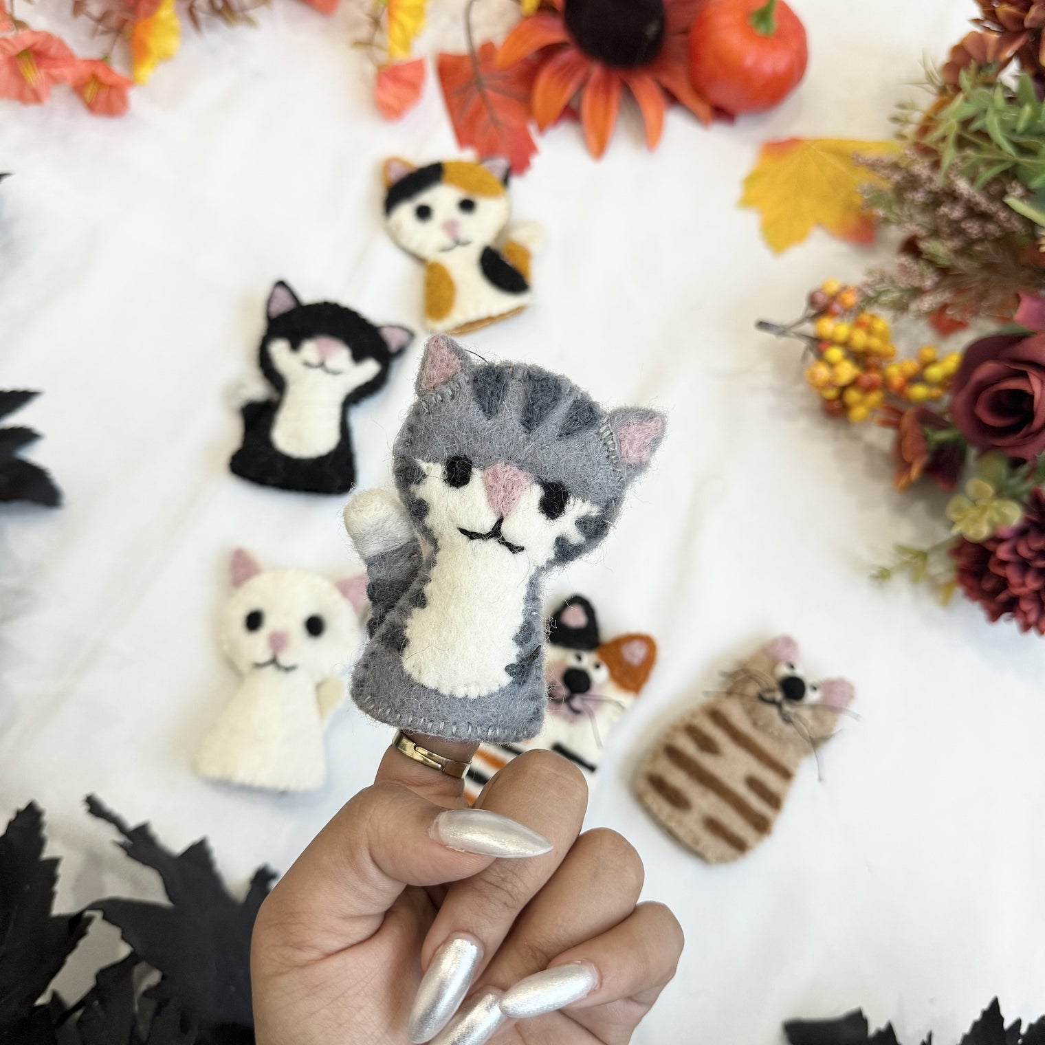 Felted Cute Kitty Cat Finger Puppet