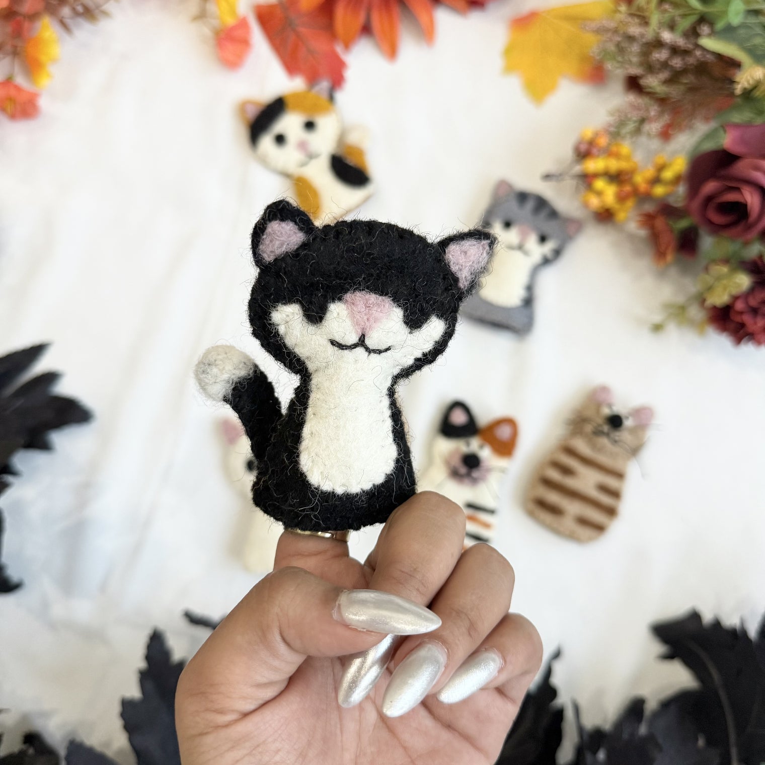 Felted Cute Kitty Cat Finger Puppet