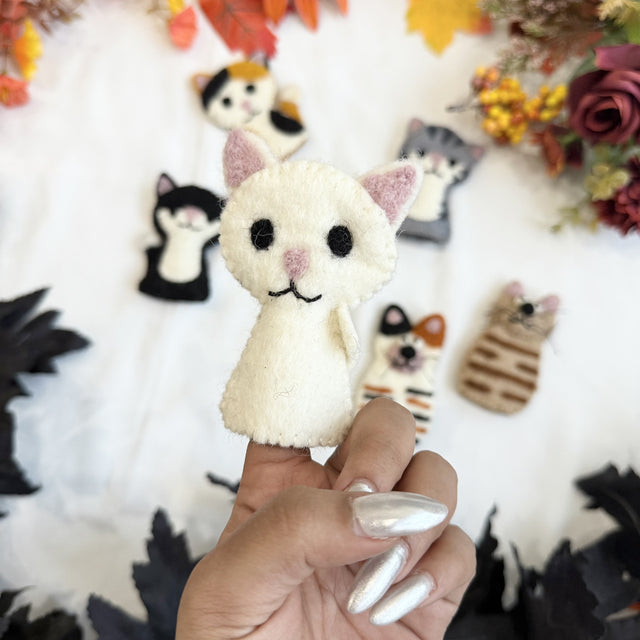 Felted Cute Kitty Cat Finger Puppet