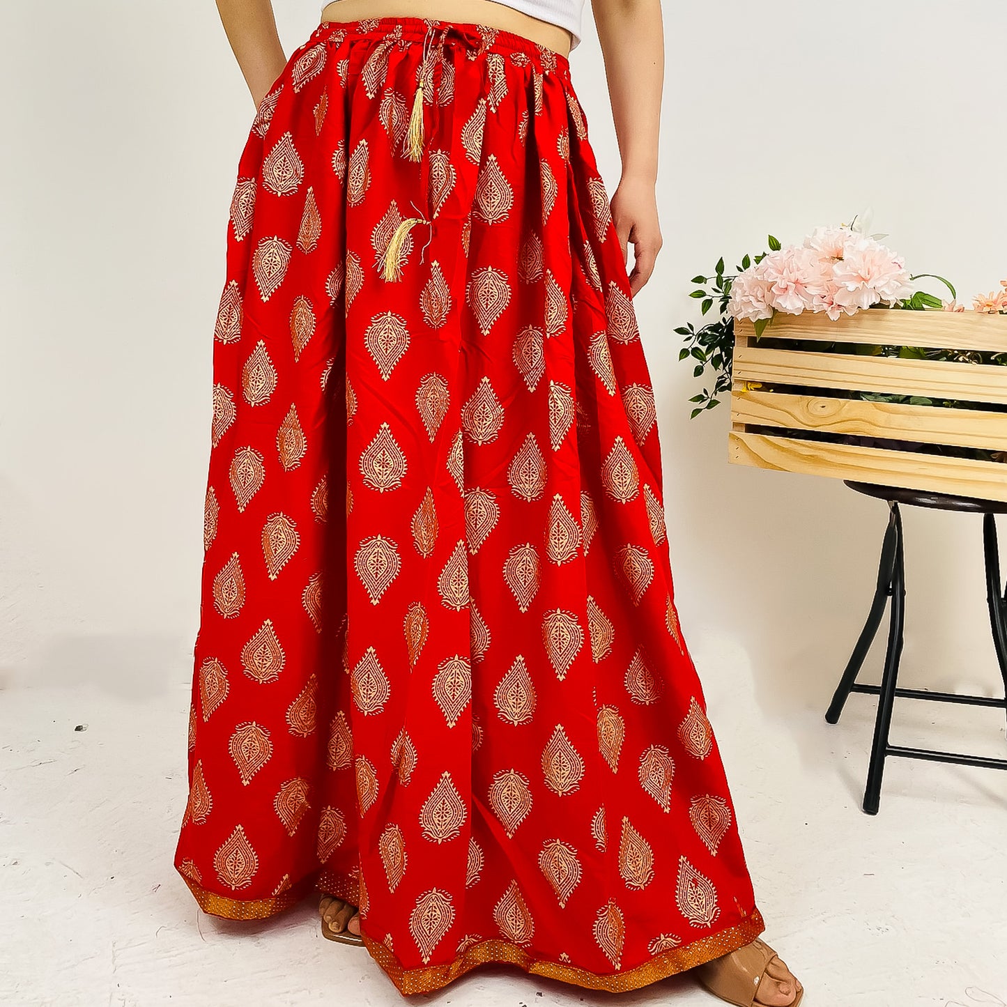 Cotton Long Printed Skirt