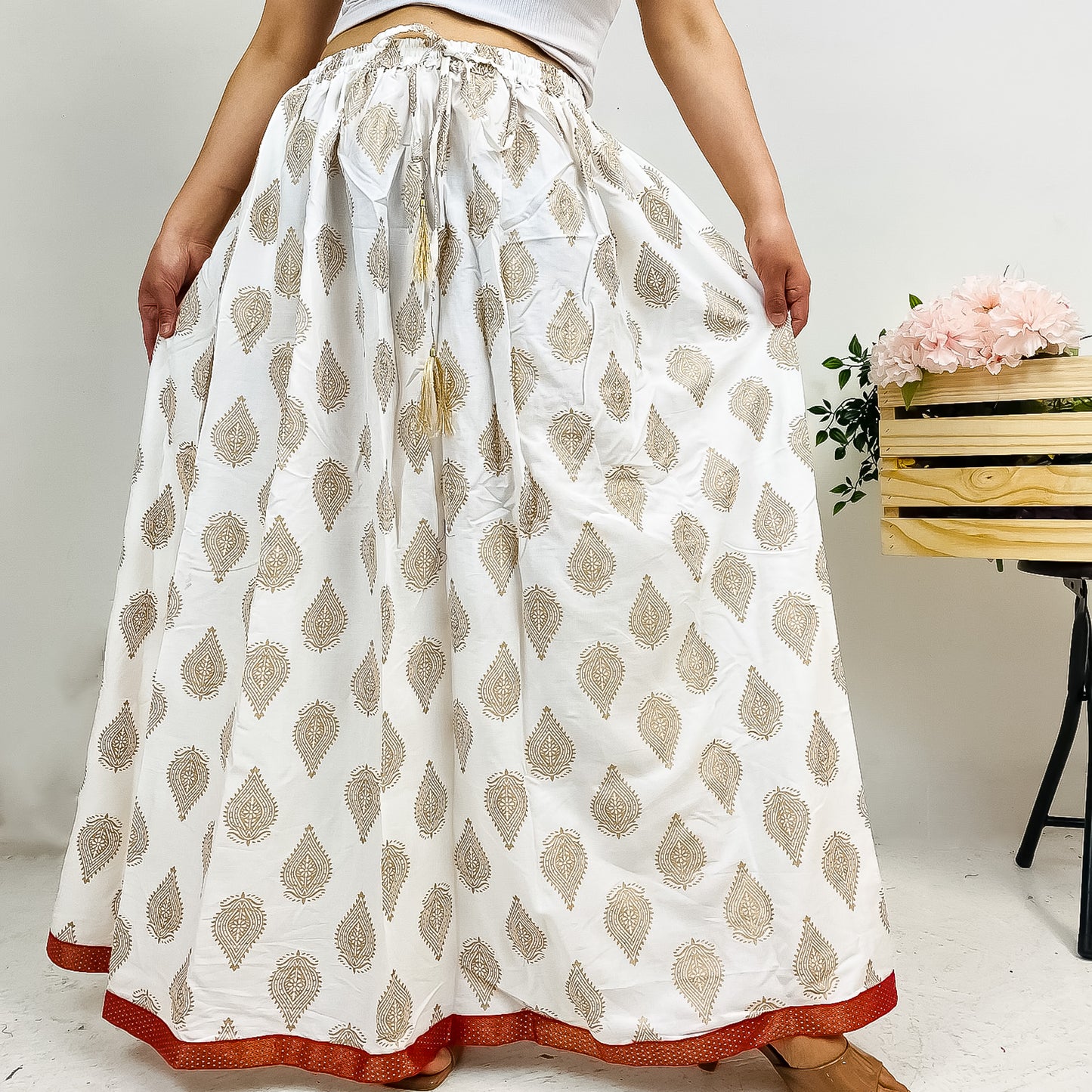 Cotton Long Printed Skirt