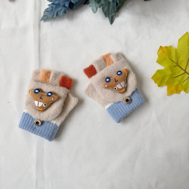 Toddler Half Finger Kids Convertible Gloves