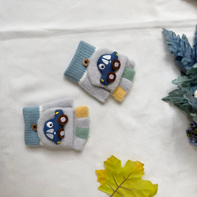 Toddler Half Finger Kids Convertible Gloves