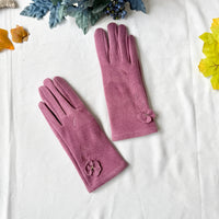 Women Winter Embroidered Gloves with Fleece Lining