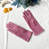 Women Winter Embroidered Gloves with Fleece Lining