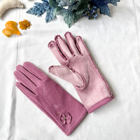 Women Winter Embroidered Gloves with Fleece Lining