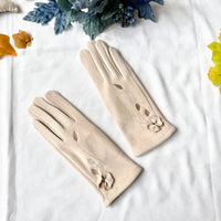 Women Winter Embroidered Gloves with Fleece Lining