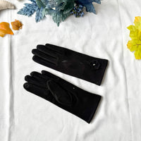 Women Winter Embroidered Gloves with Fleece Lining