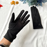 Women Winter Embroidered Gloves with Fleece Lining
