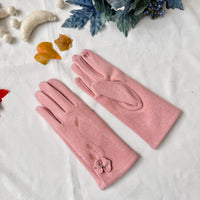 Women Winter Embroidered Gloves with Fleece Lining