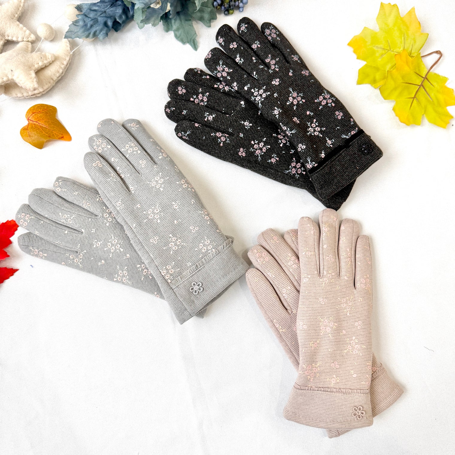 Floral Printed Adult Winter Gloves