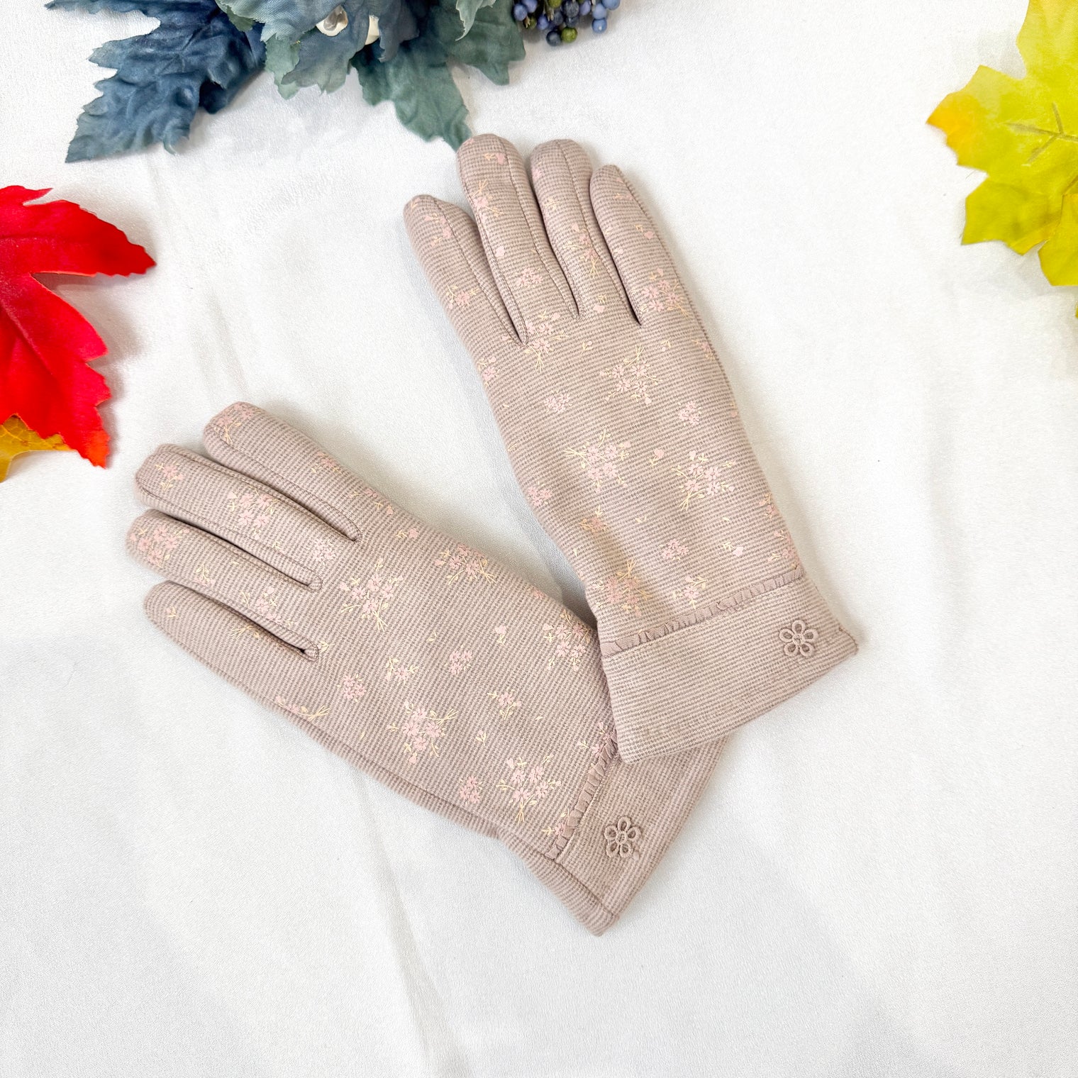 Floral Printed Adult Winter Gloves