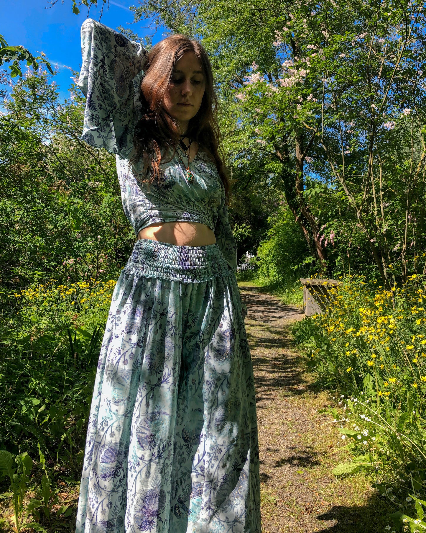 70s Style Boho 2 Piece Pant+ Top Outfit